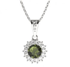 BG přívěs kulatý 096-2 Stříbro 925 - rhodium Vltavín a  kubický zirkon