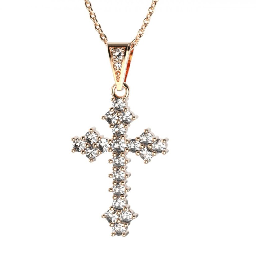BG zlatý diamantový přívěšek křížek 263 Růžové zlato 585 (30-90dní) Diamant lab-grown