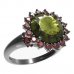 BG prsten kulatý kámen 512-K - Kov: Stříbro 925 - rhodium, Kámen: Vltavín a granát