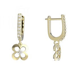 BG zlaté náušnice čtyřlístek 829 Žluté zlato - 585 Diamant