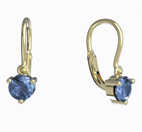 BeKid, Gold kids earrings -782 - Switching on: Brizura 0-3 roky, Metal: Yellow gold 585, Stone: Light blue cubic zircon
