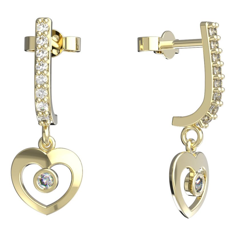 BeKid dětské náušnice srdíčko 848 Žluté zlato - 585 Diamant