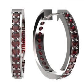 BG náušnice vsazený granát  808 Stříbro 925 - rhodium Granát