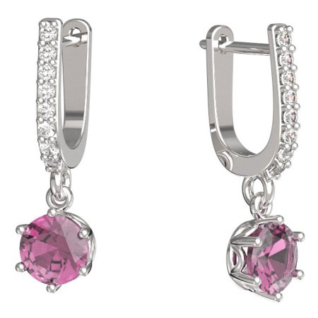 BeKid dětské náušnice 1295 Bílé zlato - 585 Růžový kubický zirkon