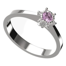 BG zlatý prstýnek 765 Bílé zlato - 585 Růžový kubický zirkon