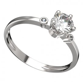 BG zlatý prstýnek 875 L Bílé zlato - 585 Diamant