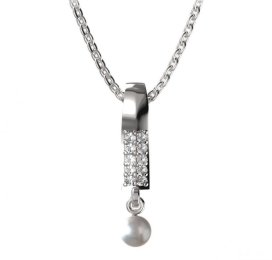 BG zlatý přívěšek 1290 s perlou Bílé zlato - 585 Bílý kubický zirkon