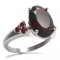 BG prsten s oválným kamenem 480-U - Kov: Stříbro 925 - rhodium, Kámen: Vltavín a granát