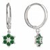 BeKid, Gold kids earrings -109 - Switching on: Circles 15 mm, Metal: White gold 585, Stone: Green cubic zircon