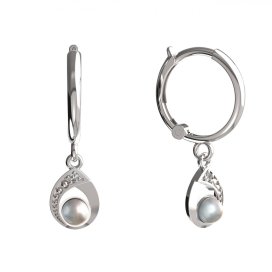 BeKid dětské náušnice 1242 s bílou perlou Bílé zlato - 585 Bílý kubický zirkon