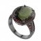 BG ring oval 648 - Metal: Silver 925 - rhodium, Stone: Moldavit and garnet