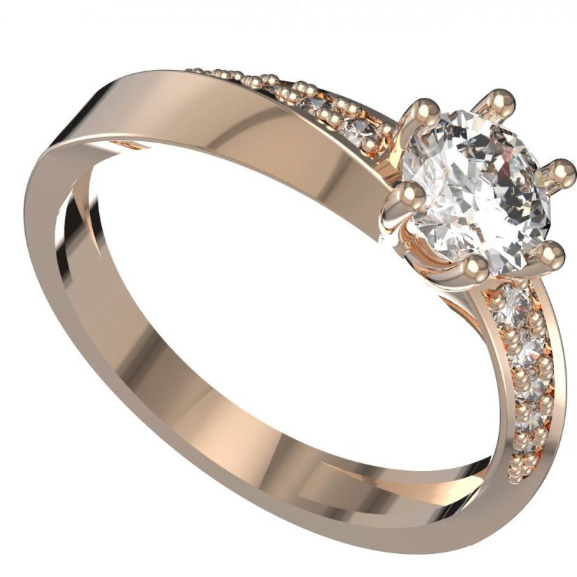 BG zlatý  prstýnek 1449/zásnubní-snubní/ Růžové zlato 585 (30-90dní) Diamant