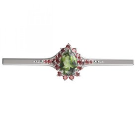 BG brož 505K Stříbro 925 - rhodium Vltavín a granát