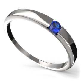 BG zlatý prstýnek 796 Bílé zlato - 585 Tmavě modrý kubický zirkon