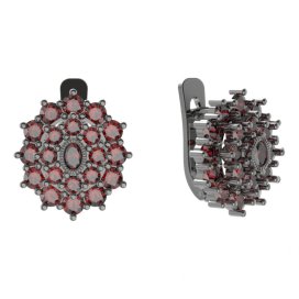 BG náušnice oválného tvaru 009-07 Stříbro 925 - ruthenium (30-90dní) Granát