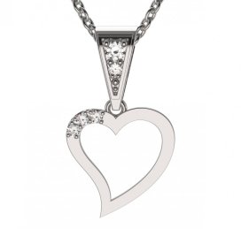 BG zlatý diamantový přívěšek srdíčko 1261 Bílé zlato - 585 Diamant lab-grown