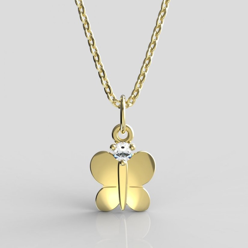 BeKid dětský přívěšek  motýlek 1280 Bílé zlato - 585 Diamant