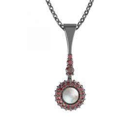BG přívěs s přírodní perlou 540-B Stříbro 925 - ruthenium (30-90dní) Granát a perla