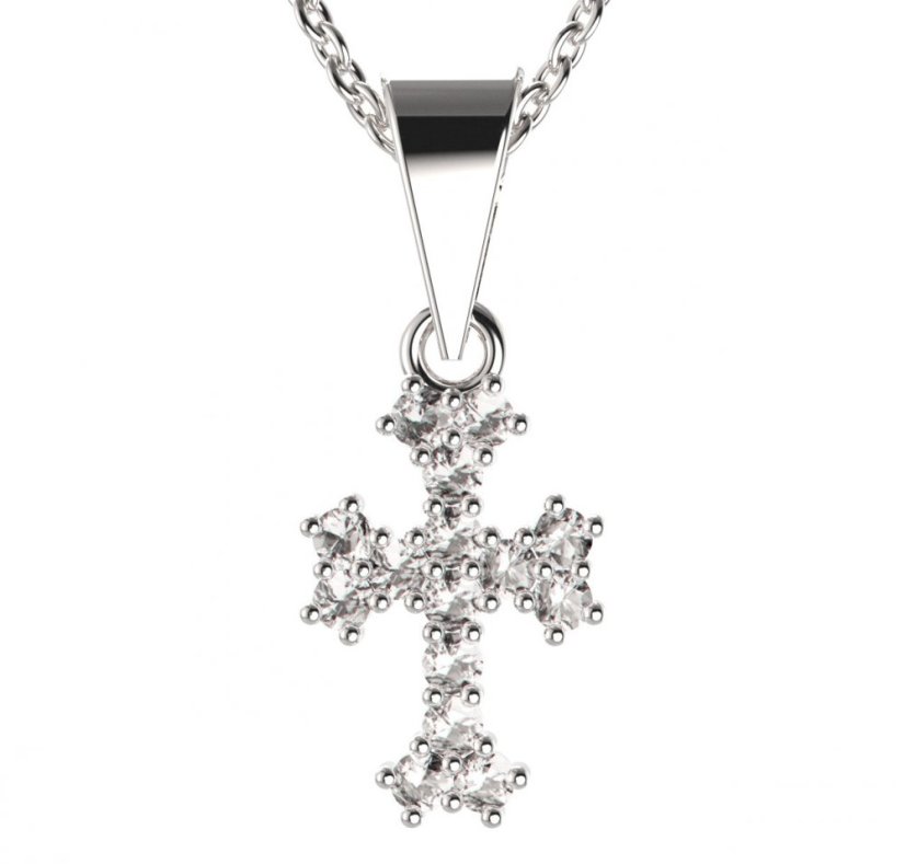 BeKid dětský přívěšek křížek 267 Bílé zlato - 585 Diamant