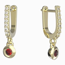 BeKid dětské náušnice 732 Žluté zlato - 585 Červený kubický zirkon