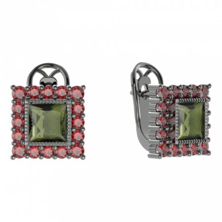 BG  earring 099-R7 square - Metal: Silver 925 - rhodium, Stone: Garnet