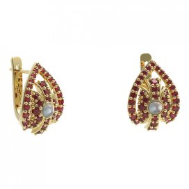 BG náušnice s přírodní perlou 537-90 Stříbro 925 - pozlacené Granát a perla