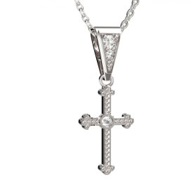 BG zlatý diamantový přívěšek křížek 1110 Bílé zlato - 585 Diamant lab-grown