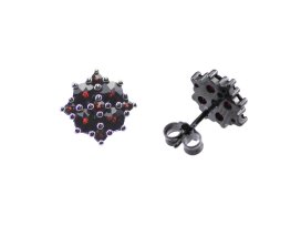 BG náušnice vsazený český granát  013 Bílé zlato - 585 Granát