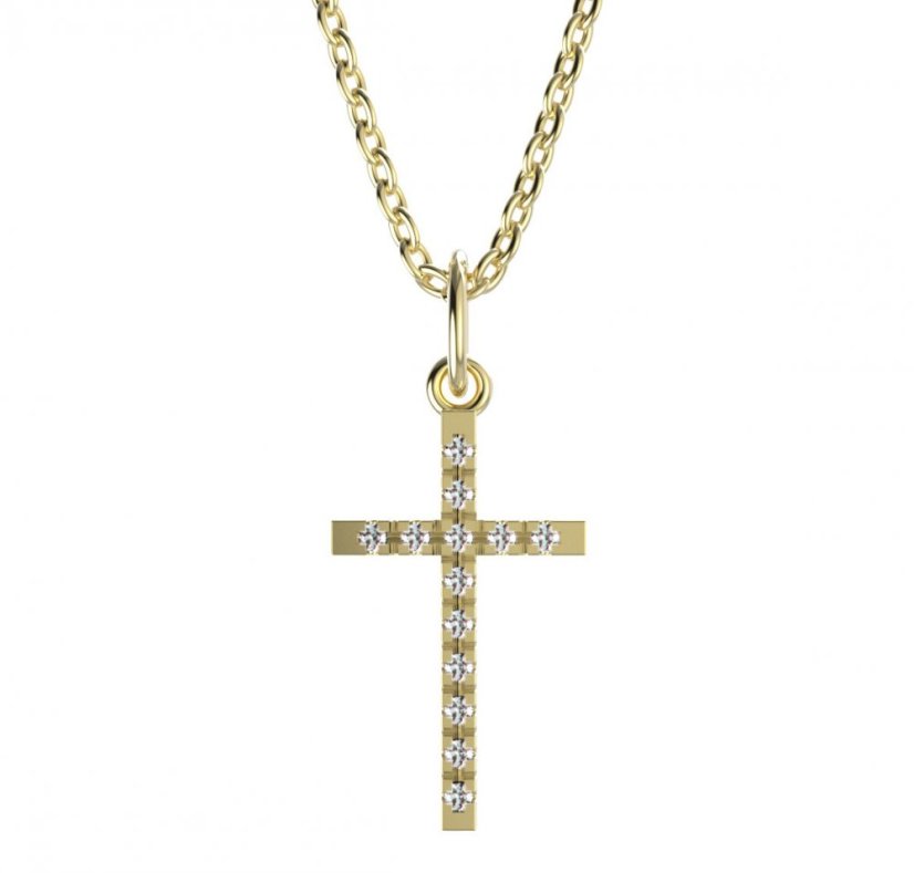 BeKid dětský přívěšek křížek 1165 Žluté zlato - 585 Diamant