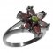 BG prsten ve tvaru hvězdy 520-V - Kov: Pozlacené stříbro 925, Kámen: Vltavín a granát