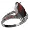 BG prsten s oválným kamenem 481-G - Kov: Stříbro 925 - rhodium, Kámen: Vltavín a granát