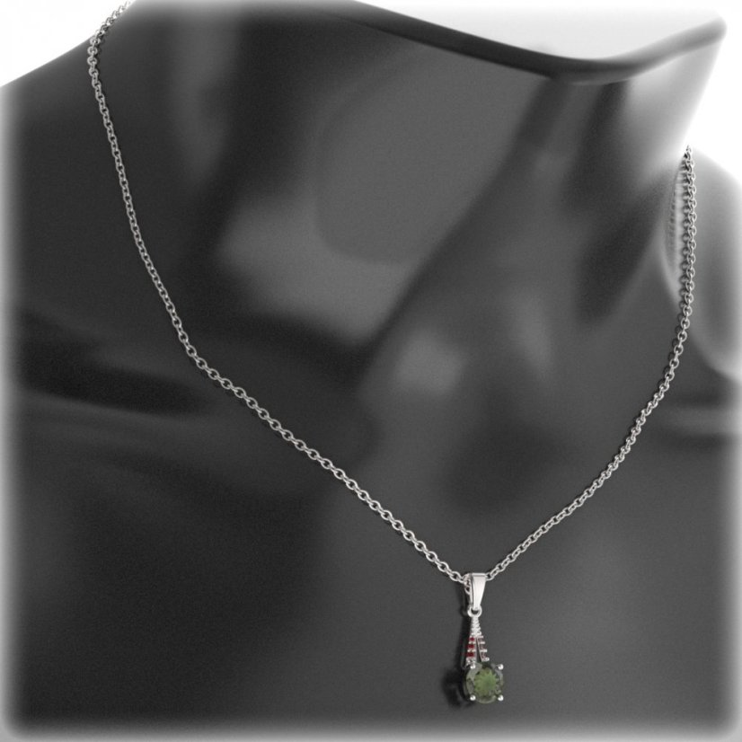 BG přívěs kruhového tvaru 474-G Stříbro 925 - rhodium Granát