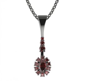 BG přívěs s centrálním oválným kamenem 498-B Stříbro 925 - ruthenium (30-90dní) Granát