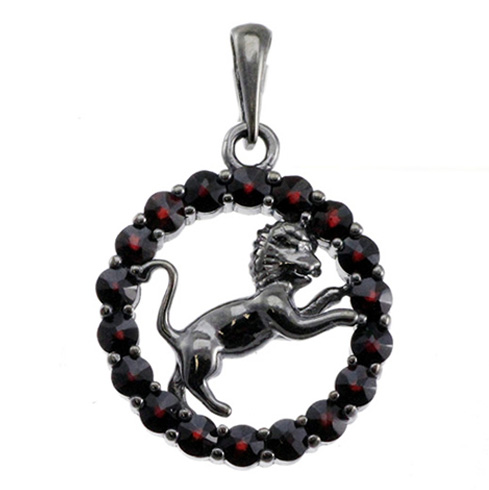 Stříbrný přívěsek s českým granátem, ruthenium – 044 (UG04044H)