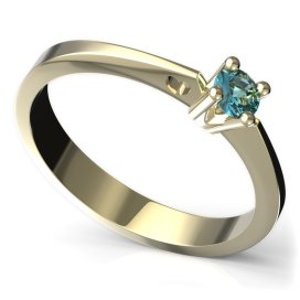 BG zlatý prstýnek 782 Žluté zlato - 585 Světle modrý kubický zirkon