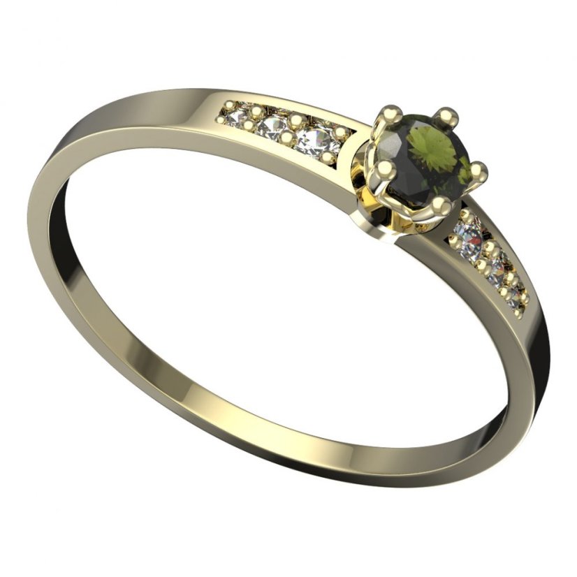 BG vltavínový prsten 873J Žluté zlato - 585 Vltavín a diamant