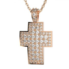BG zlatý diamantový přívěšek křížek 759 Růžové zlato 585 (30-90dní) Diamant lab-grown