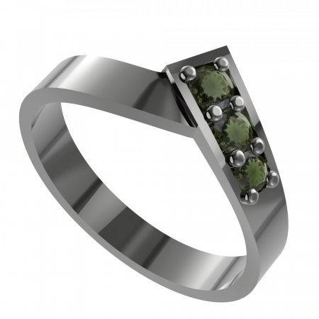 BG garnet or moldavit ring 680 - Metal: Silver 925 - rhodium, Stone: Moldavite