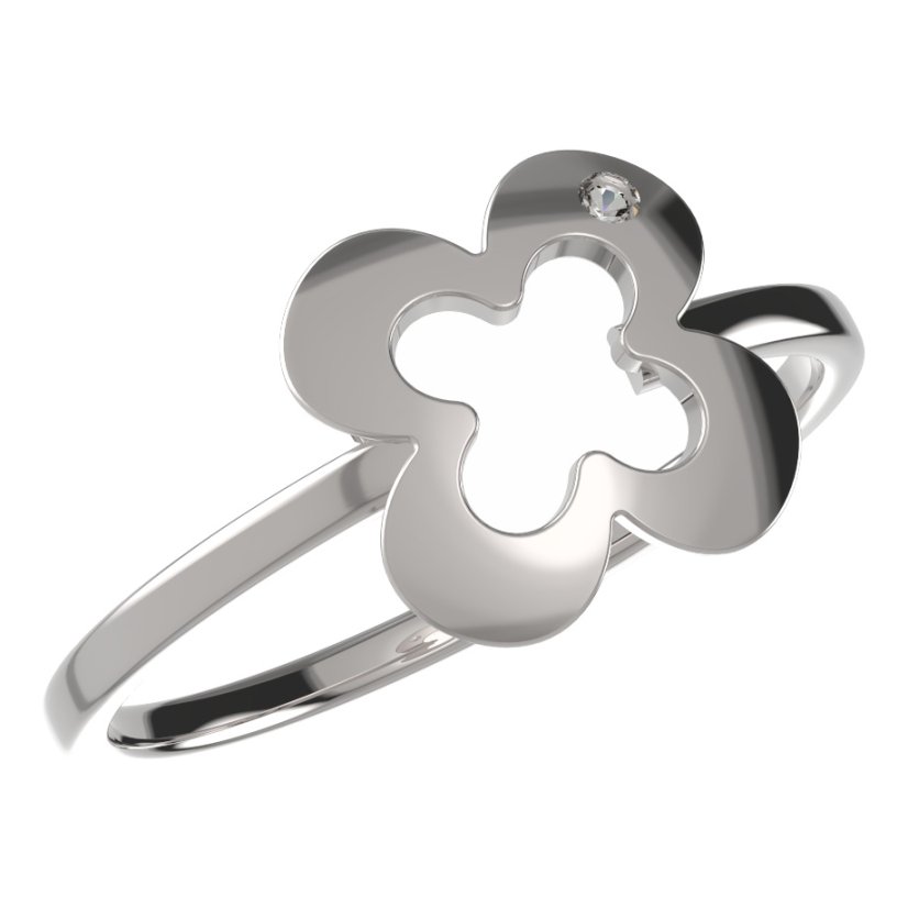 BeKid dětský prsten  čtyřlístek 849 Bílé zlato - 585 Diamant