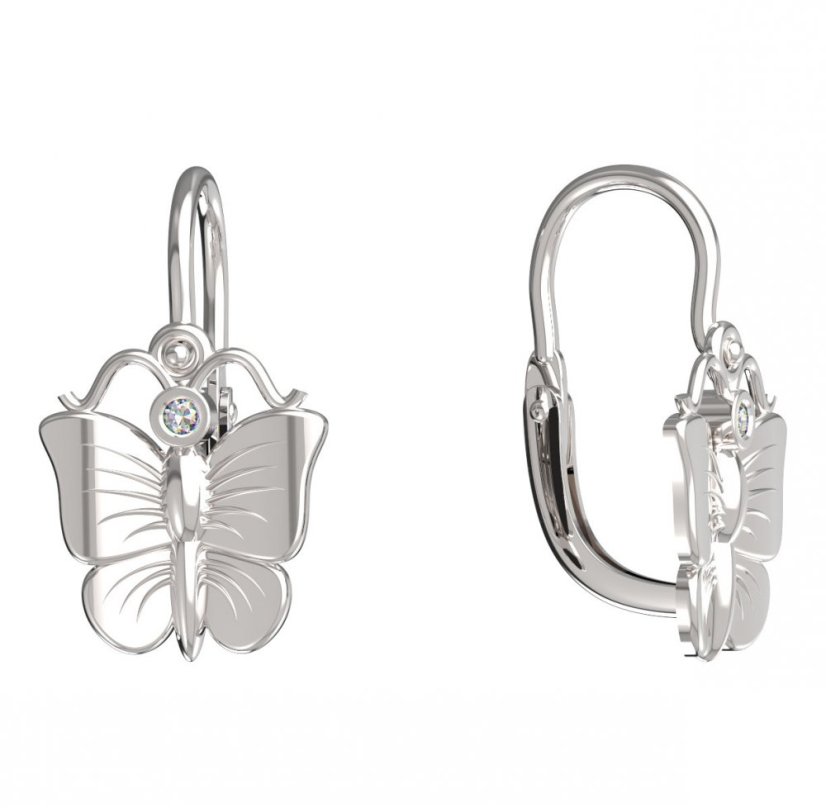 BeKid dětské náušnice motýlek 823 Bílé zlato - 585 Diamant
