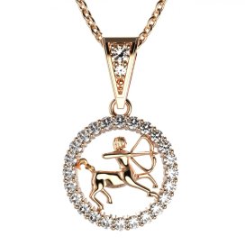 Zlatý přívěsek znamení Střelec s lab-grown diamantem, růžové zlato 585 – 052 (Zd14052L1)