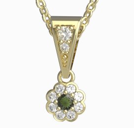 BG vltavín přívěšek 552 Žluté zlato - 585 Vltavín a diamant