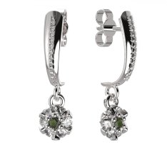 BG vltavínové náušnice 879 Bílé zlato - 585 Vltavín a diamant