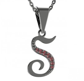 BG přívěs osázené kameny:granát 1227 Stříbro 925 - ruthenium (30-90dní) Granát