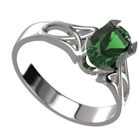 BG zlatý prstýnek 1466 Bílé zlato - 585 Zelený kubický zirkon