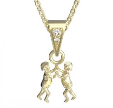 BG zlatý přívěšek Blíženci 040 Žluté zlato - 585 Diamant