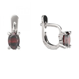 BG náušnice přírodní broušený granát   710. Stříbro 925 - rhodium Granát