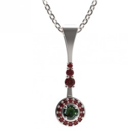 BG přívěs kruhového tvaru 541-B Stříbro 925 - rhodium Vltavín a granát