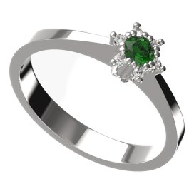 BG zlatý prstýnek 765 Bílé zlato - 585 Zelený kubický zirkon