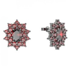 BG náušnice ovál -  249 Stříbro 925 - ruthenium (30-90dní) Granát